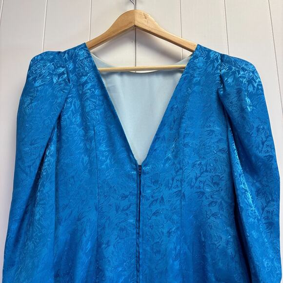 Handmade‎ Womens 80s Vibes Jacquard Puff Sleeve Drop Waist Dress Size S Preppy - Picture 7 of 7